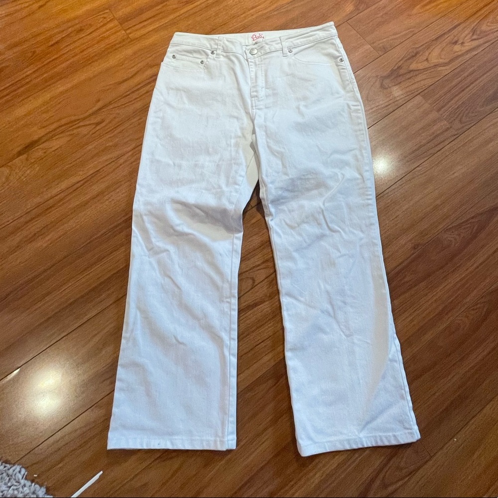 Lily Pulitzer wide leg cropped white jeans size 6